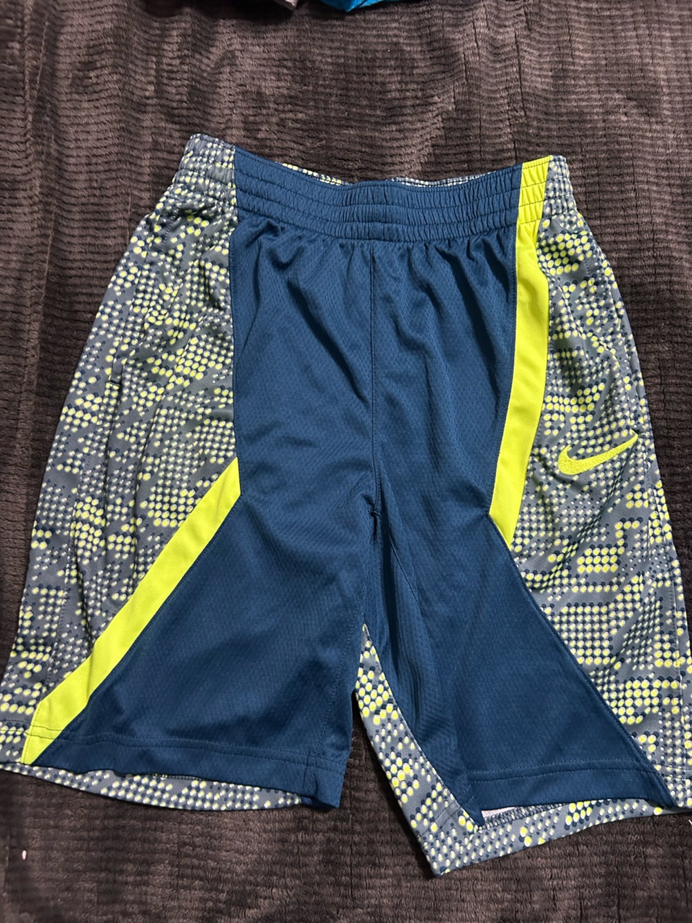 12. Nike Kids shorts  in Navy and Neon Yellow Accent